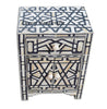 Bone Inlay Geometric Star 1 Drawer 2 Door Bedside Table Black 2