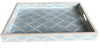 Ice Blue Rectangle Moroccan Pattern Bone Inlay Tray 2