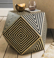 Bone Inlay Octagonal Round Stool Black 5