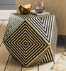 Bone Inlay Octagonal Round Stool Black 5
