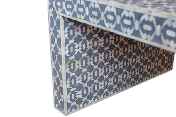 Bone Inlay Quote Center Table Grey