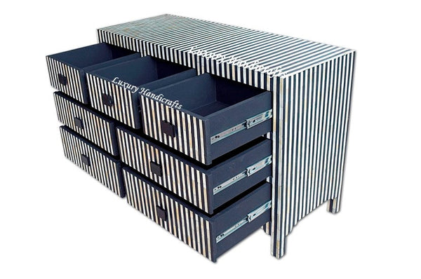 Black Bone Inlay Stripe 7 Drawer Chest 4