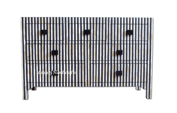 Black Bone Inlay Stripe 7 Drawer Chest 1
