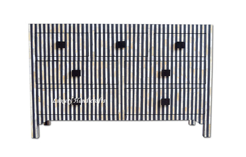 Black Bone Inlay Stripe 7 Drawer Chest 1