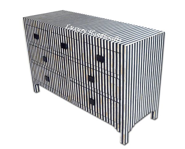 Black Bone Inlay Stripe 7 Drawer Chest 2