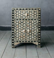 Black Bone Inlay Targua 1 Drawer 2 Door Bedside Table 1