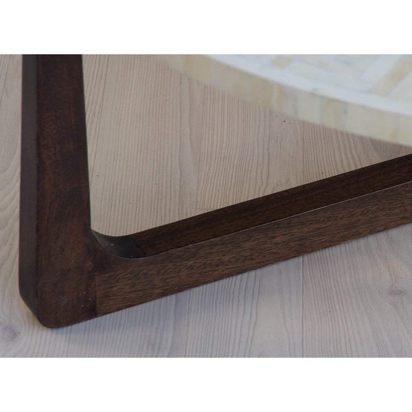 Bone Inlay Chevron Top Center Table With Polish Base 3