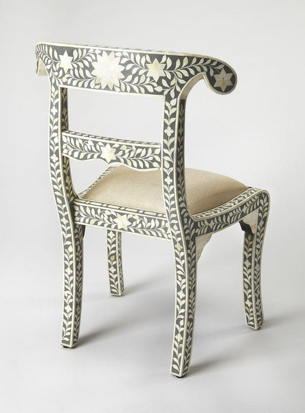 Bone Inlay Floral Chair Grey