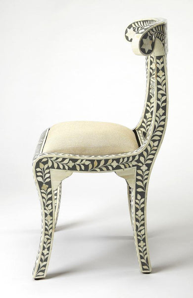 Bone Inlay Floral Chair Grey