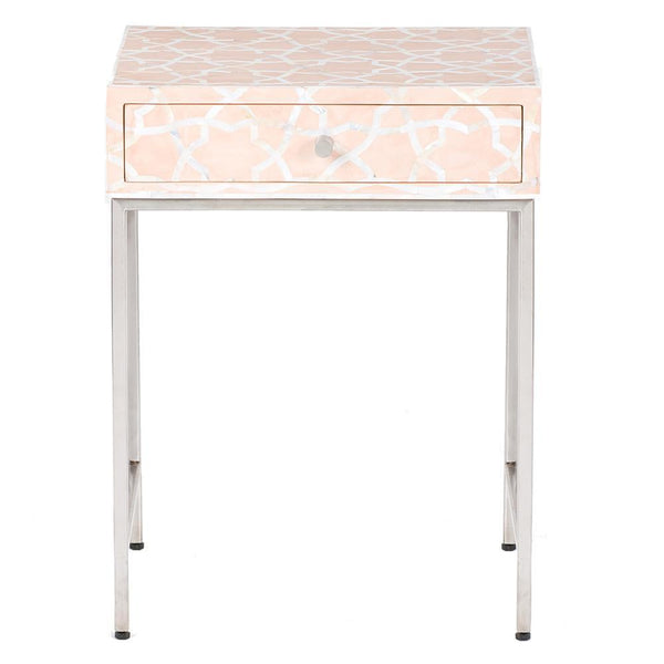Fez Mother Of Pearl Inlay Side Cabinet - Pale Pink