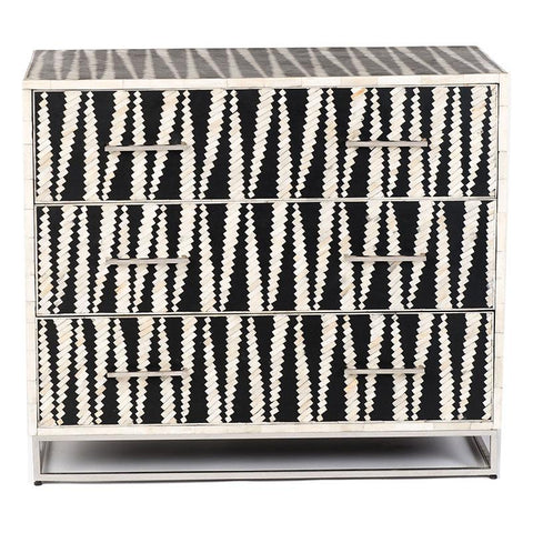 Malawi Bone Inlay Chest Of Drawers Black / White