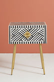 Optical Bone Inlay 1 Drawer Bedside Black 3