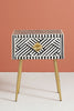 Optical Bone Inlay 1 Drawer Bedside Black 3