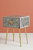 Optical Bone Inlay 1 Drawer Bedside Black 2