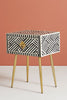 Optical Bone Inlay 1 Drawer Bedside Black 2