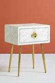 Optical Bone Inlay 1 Drawer Bedside White 2