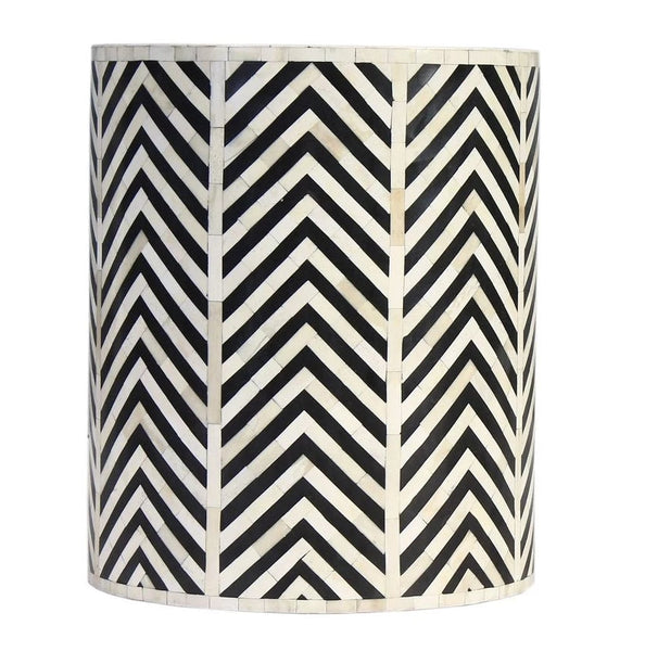 Chevron Bone Inlay Stool Black