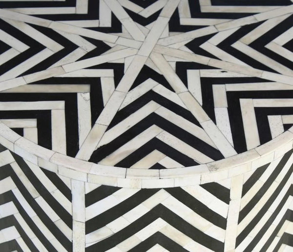 Chevron Bone Inlay Stool Black