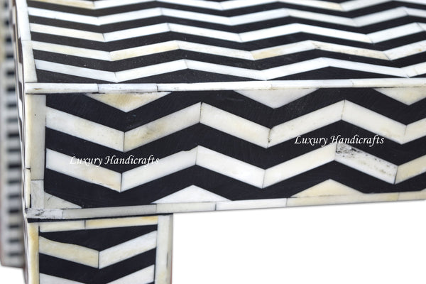 Chevron Bone Inlay Dining Table Black