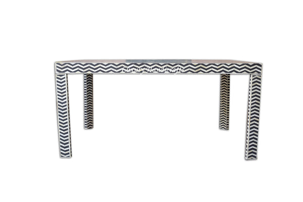 Chevron Bone Inlay Dining Table Black