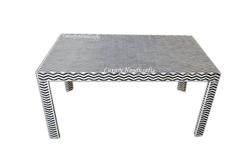 Chevron Bone Inlay Dining Table Black