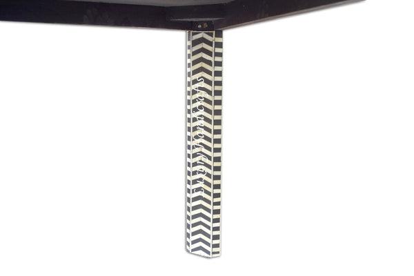 Chevron Bone Inlay Dining Table Black