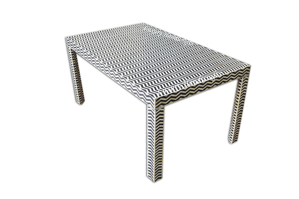 Chevron Bone Inlay Dining Table Black