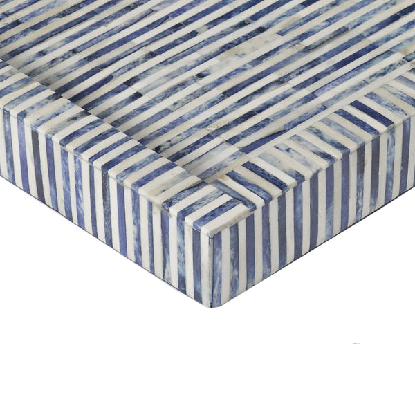 Blue Colored Bone Inlay Stripe Tray