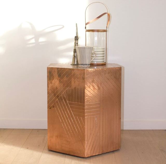 Copper Hexagonal Side Table
