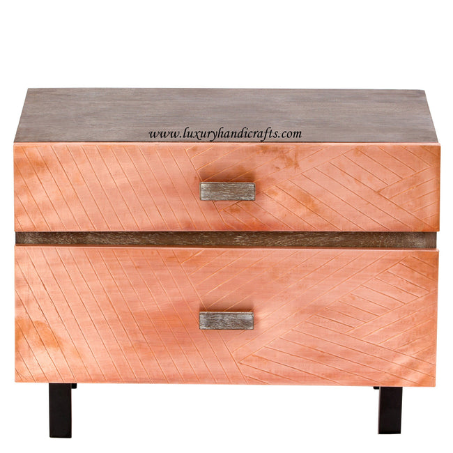 Copper Timber Two Drawer Side Table 1