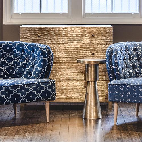 Embossed Brass Side Table Pole