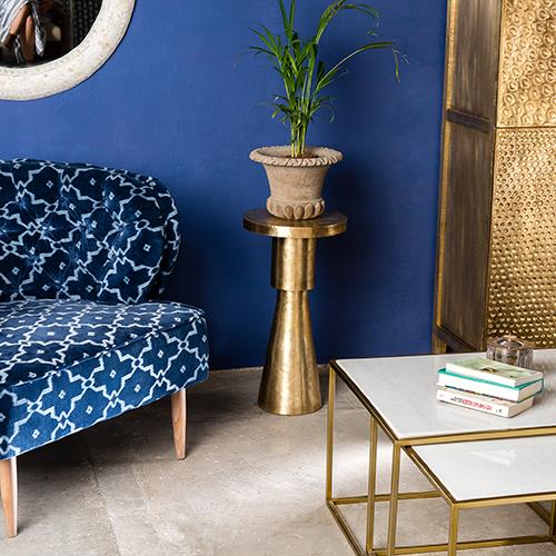 Embossed Brass Side Table Pole