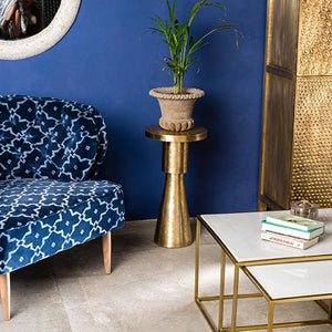 Embossed Brass Side Table Pole