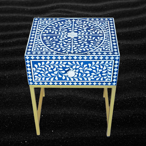 FUSION Bone Inlay Nightstand Blue Ready to Ship