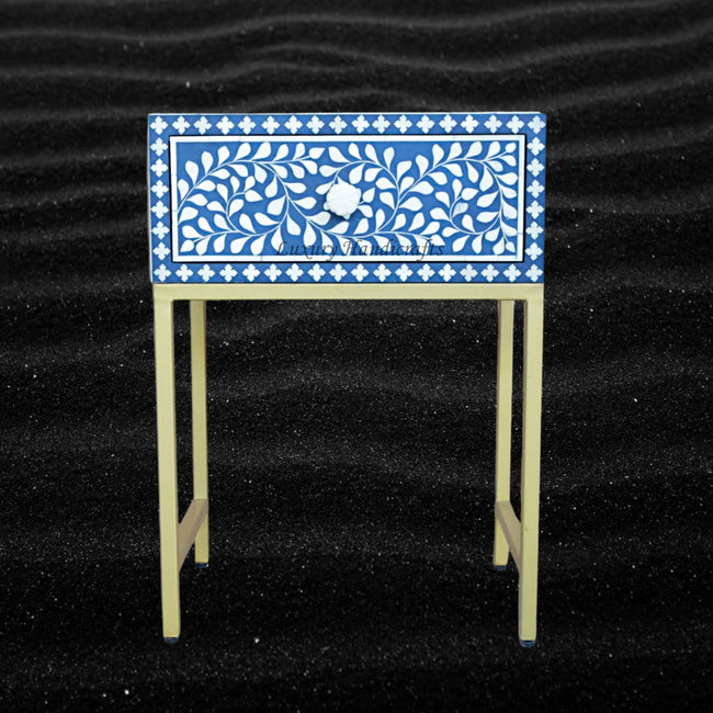 FUSION Bone Inlay Nightstand Blue Ready to Ship 1