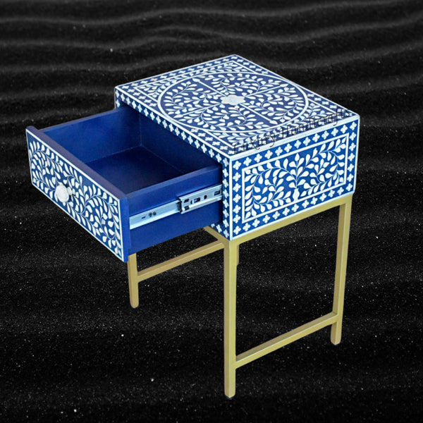 FUSION Bone Inlay Nightstand Blue Ready to Ship
