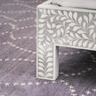 Floral Bone Inlay King Bed In Grey 5