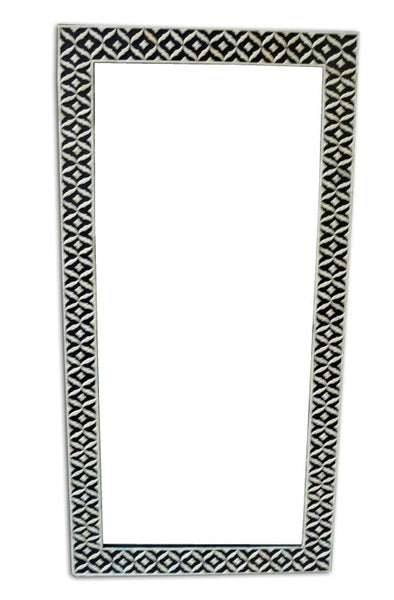 Floral Embossed Bone Full Length Mirror Black