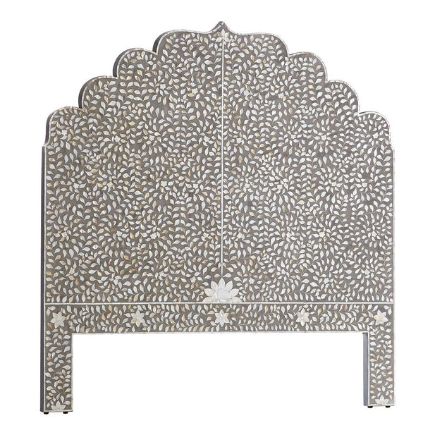 Floral MOP Inlay Headboard Grey