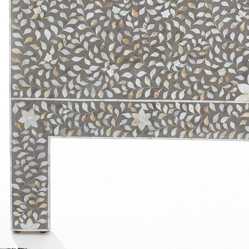Floral MOP Inlay Headboard Grey – Luxury Handicraft