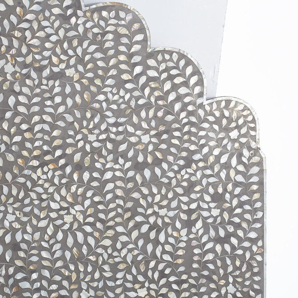 Floral MOP Inlay Headboard Grey