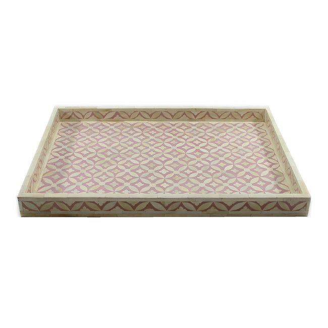 Foulard Pink Bone Inlay Tray In Geometric Design 1