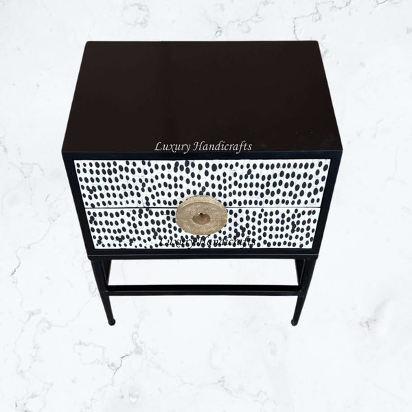 Full Bone 2 Drawer Bedside Black Ready to Ship 2