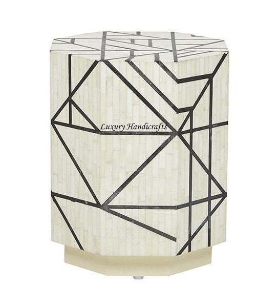 Full Bone Inlay Geometric Side Table