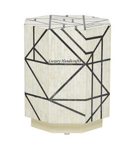Full Bone Inlay Geometric Side Table