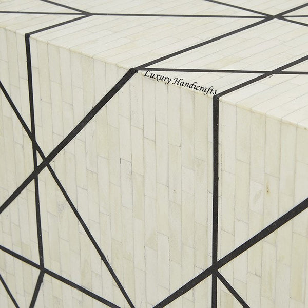 Full Bone Inlay Geometric Side Table