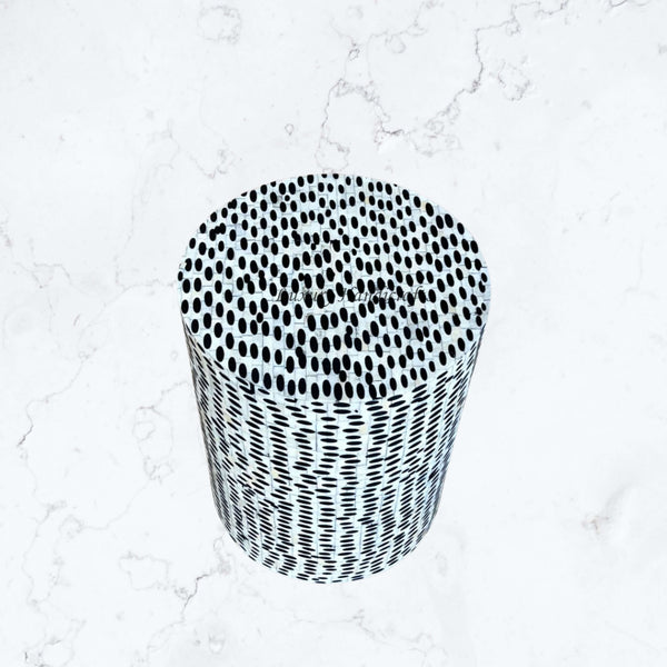 FUSION Full Bone Inlay Round Side Table Black