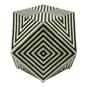 Bone Inlay Octagonal Round Stool Black