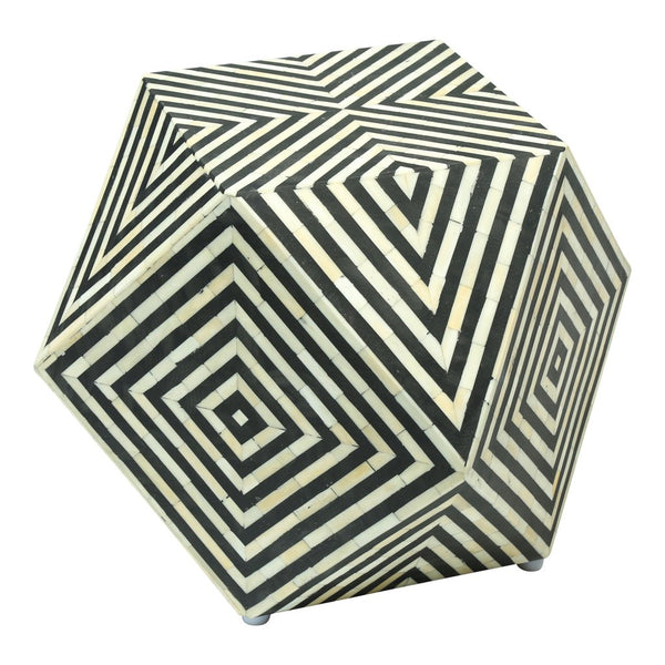 Bone Inlay Octagonal Round Stool Black