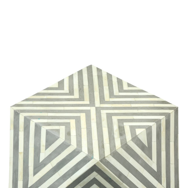 Bone Inlay Octagonal Round Stool Grey 4
